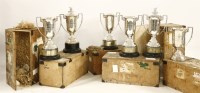 Lot 64 - Six large silver pigeon racing trophies