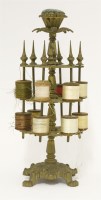 Lot 146 - A Victorian brass three tier cotton reel stand