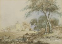Lot 394A - William Collingswood-Smith OWS (1815-1887) 
A LANDSCAPE WITH A CHURCH 
Watercolour and bodycolour
18 x 25cm