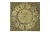 Lot 352 - A square brass longcase clock dial plate