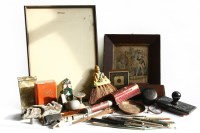 Lot 79A - A collection of collectables to include a leather stamp box