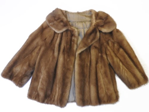 Lot 321 - A caramel brown mink fur jacket with silky embroidered lining