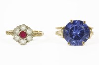Lot 8 - A gold single stone synthetic spinel ring