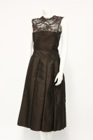 Lot 370B - A Salvatore Ferragamo brown wool and silk strapless evening dress