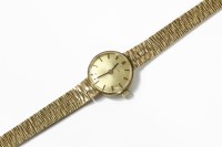 Lot 13 - A ladies 9ct gold Certina mechanical bracelet watch with Champagne dial and baton markers