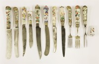 Lot 57 - Eleven Chinese porcelain handled knives and forks