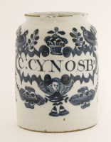 Lot 1 - A blue and white dry drug jar
