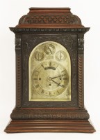 Lot 436 - A large Edwardian mahogany cased musical gong and bell strike bracket clock