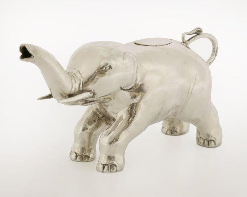 Lot 519 - A novelty Continental silver elephant cream jug