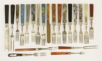 Lot 445 - A matched set of hardstone handled fruit forks