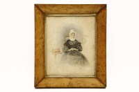 Lot 395 - A Victorian watercolour of a woman sewing