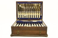 Lot 378 - A Viner's silver plated canteen of cutlery in a mahogany canteen box