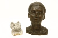 Lot 152 - A 20th century plaster and bronzed bust of a young girl