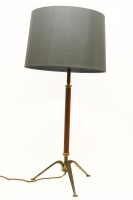 Lot 288 - A Continental brass and leatherette mounted table lamp