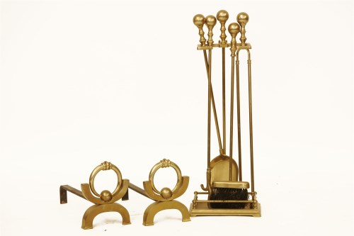 Lot 250 - A pair of 20th century brass Andirons