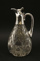 Lot 86 - An early 20th century Art Nouveau cut glass and silver mounted claret jug