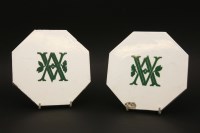 Lot 112 - Two Minton Hollins & Co. octagonal pottery tiles from The Old Ladies Room at the Victoria & Albert museum