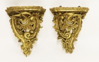 Lot 518 - A pair of giltwood and gesso wall brackets