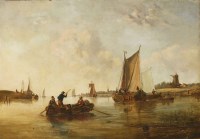 Lot 381 - Follower of Clarkson Stanfield
FISHING BOATS IN AN ESTUARY
Oil on canvas
73 x 105cm