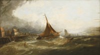 Lot 382 - Follower of Clarkson Stanfield
FISHING BOATS OFF A COASTAL TOWN
Bears signature