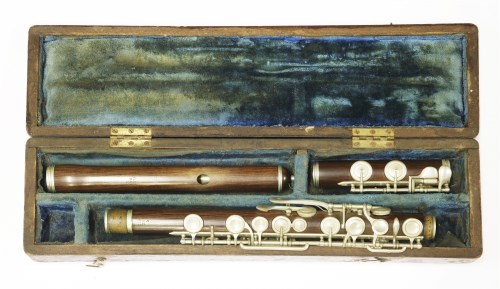Lot 190 - A Isidor Lot rosewood and nickel-mounted flute