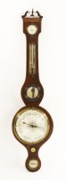 Lot 427 - A mahogany inlaid banjo barometer