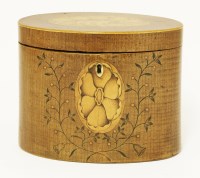 Lot 170 - A George III oval mahogany inlaid tea caddy