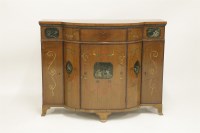 Lot 628 - A Sheraton Revival satinwood painted side cabinet