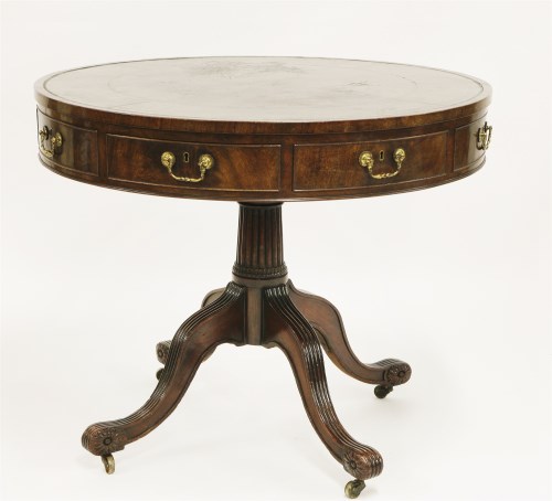 Lot 610 - A mahogany drum table