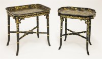 Lot 598 - Two papier mâché tray-topped occasional tables