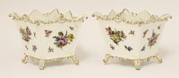 Lot 33 - A pair of Meissen small flared square jardinières
