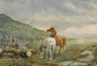 Lot 288 - Mildred Anne Butler RA RWS (1858-1941)
CARTHORSES AND FIGURES IN A FIELD
Signed with initials and dated Feb 1879 l.r.