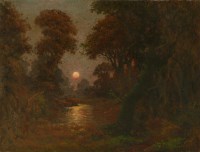 Lot 367 - Garstin Cox (1892-1933)
A WOODED LANDSCAPE WITH A POOL AT SUNSET
Signed l.l.