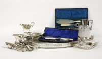 Lot 1271 - A collection of silver plate to include a hobnail cut claret jug in the manner of Dr Christopher Dresser