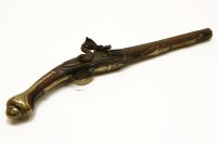 Lot 1194 - A 19th Century Ottoman walnut and brass flintlock pistol