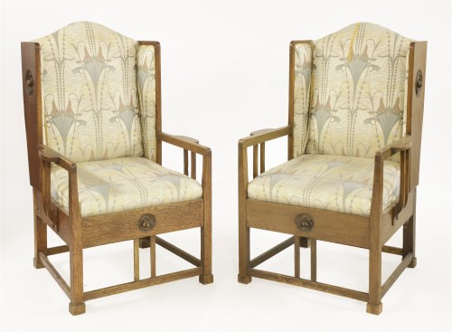 Lot 5 - A pair of oak armchairs