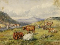 Lot 289 - Mildred Anne Butler RA RWS (1858-1941)
CATTLE IN AN OPEN LANDSCAPE
Signed and dated June 1880