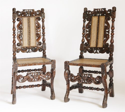 Lot 124 - A pair of 17th century-style oak single chairs