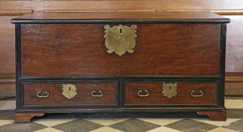 Lot 13 - A Portuguese colonial mahogany and ebonised banded chest