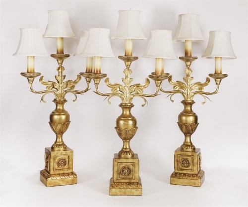 Lot 10 - Three giltwood and cast metal