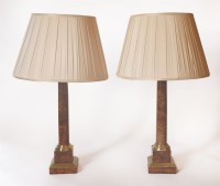 Lot 82 - A pair of cylindrical pedestal table lamps