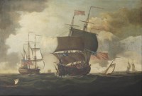 Lot 91 - ... Barry (18th century)
AN ENGLISH FLAGSHIP WITH OTHER SHIPPING
Indistinctly signed l.l.