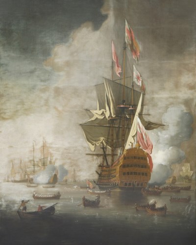 Lot 88 - Peter Monamy (1681-1749)
A ROYAL YACHT APPROACHING A FLAGSHIP OF THE RED
Oil on canvas
148 x 130cm 

Provenance:  Sotheby's London