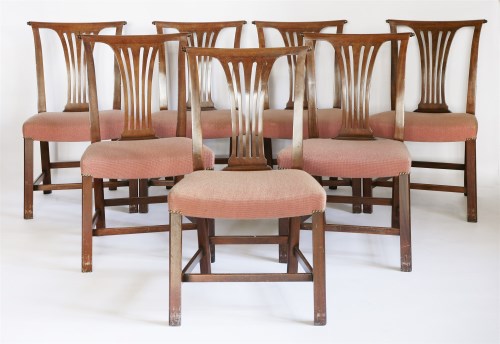 Lot 144 - A set of fifteen Chippendale-style mahogany single dining chairs