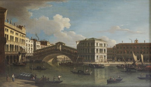 Lot 115 - Manner of Canaletto
THE GRAND CANAL AND THE RIALTO
Oil on canvas
61 x 101cm