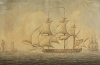 Lot 70 - John Buckler (1770-1851)
A MERCHANTMAN AND OTHER SHIPPING OFF THE COAST
Signed and dated 1797 l.r.