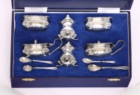 Lot 213 - An Elizabeth II cased silver cruet set
