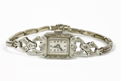 Lot 1000 - An Art Deco ladies diamond set mechanical cocktail watch