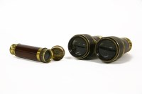 Lot 1203 - A small brass and wooden five draw telescope