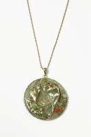 Lot 1073 - A 14ct gold jade bi pendant